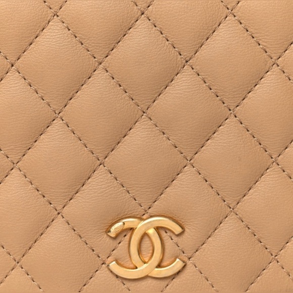 Chanel Coco CC Messenger Calfskin and Quilted Goatskin Tan Bag - Picture 7 of 10